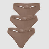 Women's Stretchy Low Rise Thongs 3 Pack Brown Purple (3pack)