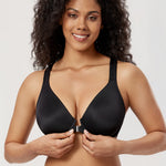 Women's Plunge Racerback Front Closure Bra Black