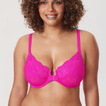 Women's Vintage Lace Front Closure Bra Glitter Pink