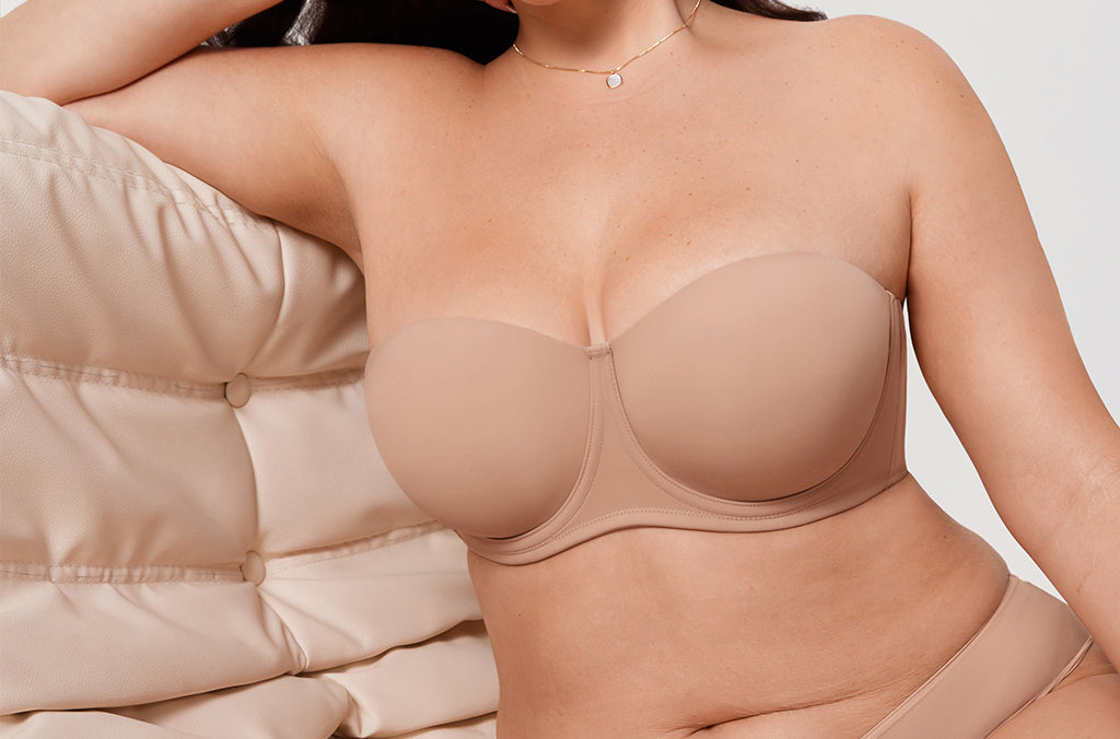 Women's Supportive Unlined Strapless Bra Wheat Beige