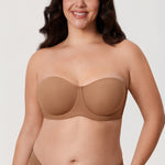 Women's Supportive Unlined Strapless Bra Gravel Beige