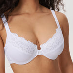 Women's Lace Front Closure Posture Bra White