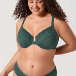Women's Lace Front Closure Posture Bra Midnight Emerald
