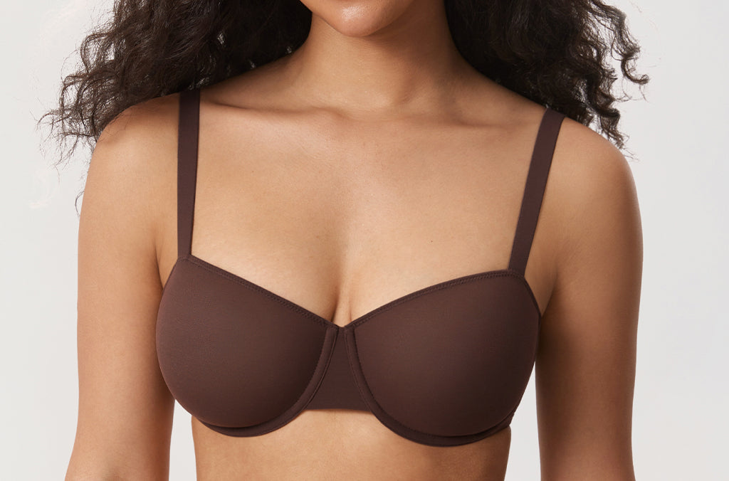 Women's Sheer Mesh Balconette Bra Hazelnut