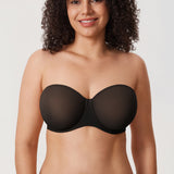 Women's Mesh Unlined Strapless Bra Black