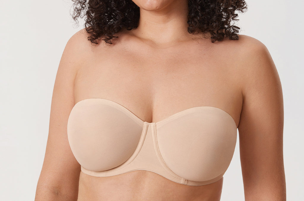 Women's Mesh Unlined Strapless Bra Beige