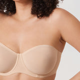 Women's Mesh Unlined Strapless Bra Beige