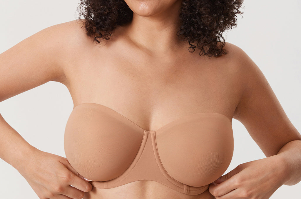 Women's Mesh Unlined Strapless Bra Barely Buff