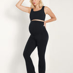 Women's Maternity Flare Leggings with Pockets 31" Coffee Brown