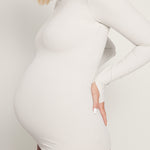 Women's Crewneck Maternity Long Sleeve Shirts Milky White