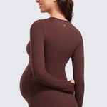 Women's Crewneck Maternity Long Sleeve Shirts Dark Lavender Purple