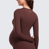 Women's Crewneck Maternity Long Sleeve Shirts Dark Lavender Purple