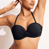 Women's Sexy Strapless Bandeau Bikini Top Black @model_info:bandeau