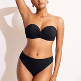 Women's Sexy Strapless Bandeau Bikini Top Black @model_info:bandeau